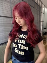 ロックス バイ マグ 松本(rocks BY MAG)&nbsp;ブリーチカラーワインレッドボルドーチェリーレッドロングヘア