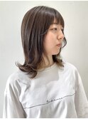 【FOLK】赤みなし透明感グレージュ☆似合わせ外ハネミディアム♪