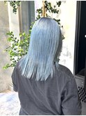 水色ブルーラベンダーネイビーハイトーンくすみカラーブリーチ