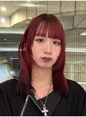 ボルドーカラーブリーチカラーハイトーンカラー顔まわりレイヤー