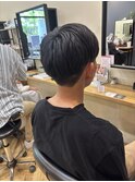 【ツーブロックショート】ブルーブラック/フェザーパーマ/小野