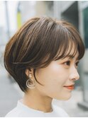 ショート　ショートボブ　ハンサムショート　前髪　暗めカラー