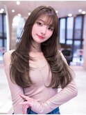 ワンホンレイヤーカット×ピンクブラウン/顔周りハッシュカット