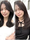 ミディアムレイヤー ワンカール 顔まわりカット【肥田亜沙美】