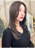 ☆ハッシュカット/バタフライレイヤー/ココアブラウン韓国巻き