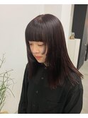 顔まわりカット ボルドーカラー 20代 福岡 天神 薬院