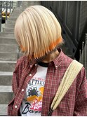 裾カラー　ハイトーンボブ　オレンジ×ブラック　デザインカラー