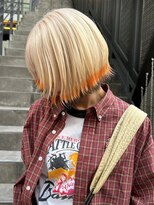 セプト 天神大名(SEPT.)&nbsp;裾カラー　ハイトーンボブ　オレンジ×ブラック　デザインカラー