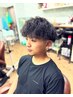 スキンフェード＋ツイストスパイラルパーマ＋シェービング＋眉カット