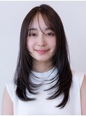 20代30代大人かわいい小顔くびれレイヤーカット黒髪前髪韓国風