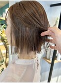 (土橋)20代30代アッシュベージュ暗髪ボブ大人イヤリングカラー
