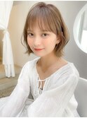 くびれヘアアプリコットオレンジ夏ヘアハイライトカラー