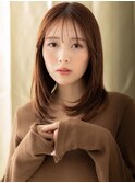 ウォームブラウン艶感ストレート美髪レイヤーA9越谷20代30代40代