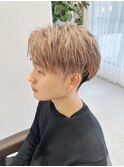 メンズダブルカラー・束間ショート・オレンジベージュ・刈り上げ