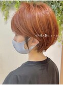前髪/耳掛け/オレンジ/ショートボブ