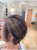 西梅田/ボブ/グレーベージュ/白髪ぼかし【Attirer飯田裕之】