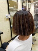 白髪ぼかしハイライトメッシュグレージュ