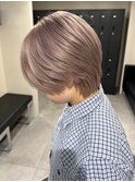 8130ブロンドミルクティーアッシュハイトーンカラーショートボブ