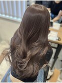 ブリーチなし ショコラグレージュ レイヤーカット ウェーブヘア