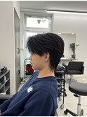 センターパートウルフ　ニュアンスパーマ