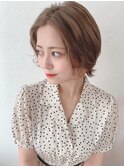 センター分け×ナチュラルボブ