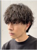 黒髪上げ下ろし2way刈り上げマッシュ波巻きスパイラルパーマ