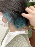 ボブ/インナーカラー/ターコイズ