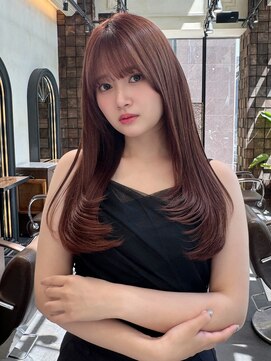 ミンクス 銀座店(MINX) ★デザインカラーレイヤーカットウェットヘアオリーブベージュ