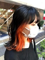 インナーカラー　オレンジ　くびれ巻き