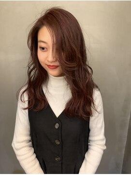 ノエ 心斎橋(Noe) ブリーチなしレッドカラー/巻き髪