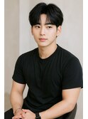 韓国風メンズショートコンマバングセンターパート