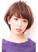 アシメショートエアリーショートグレージュナチュラルボブ