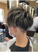 細め金メッシュ×フェード