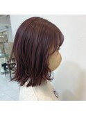 くすみピンク/切りっぱなし/お顔周りが可愛いカット