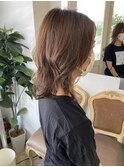 大人かわいい小顔ウルフレイヤー外ハネミディアム梅ヶ丘美容室