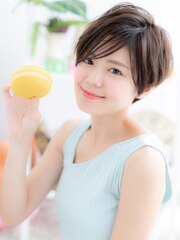 【macaron】ナチュラル☆斜めバング×柔らかボブショートa