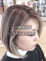 ヘアーアンドメイク マニス(hair&make manis) 40代50代大人ホワイトミルクティー☆ワンサイドショートボブ