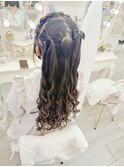 ハーフツインリボンヘア