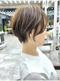 大人ショートボブ丸みショートカットマッシュショート前髪なし