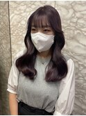 ラベンダーブラウン×ウェーブヘア