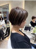 表参道髪質改善カラーウルフショートボブアッシュグレージュ40代
