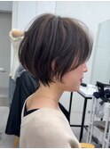 ショート/オリーブカラー/髪質改善/白髪ぼかし/小顔