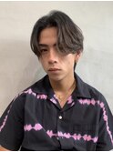 センターパートニュアンスパーマスパイラルパーマメンズパーマ
