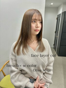 ヘアー アイス 御器所本店(HAIR ICI) 10代20代★大人かわいいブリーチなしダブルカラーオリーブカラー