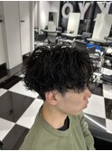 メンズパーマツイスパ波巻きスパイラルマッシュセンターパート