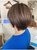 絶壁解消ミセスボブ丸み美人ショートすっきりブラウンベージュ
