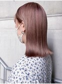 ブリーチハイトーンピンクグレージュダブルカラーボブ
