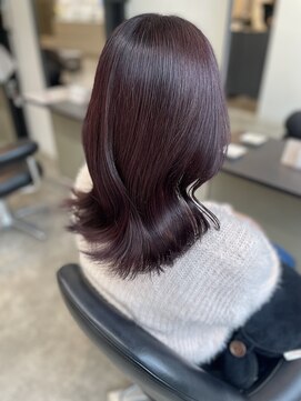 スティル カラン(STILL calin) 韓国ヘアロングレイヤーカットボルドーカラー前髪カット