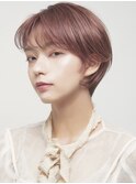 モーブピンクベージュ大人ショートカット小顔ヘア