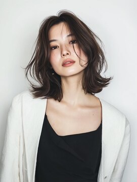 ハーツオオサカ(HE:ARTS OSAKA) ナチュラルワンホン風ミディアム×前髪なし